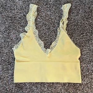 Urban Outfitters yellow lacy crop top size S